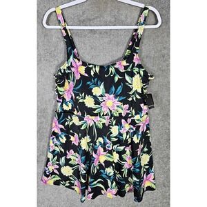 Torrid Wireless Short Lattice Side Swim Dress Womens Size 2X Breezy Tropical NWT
